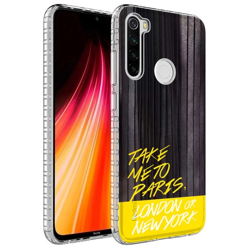 Xiaomi Redmi Note 8 Kılıf Airbag Kenarlı Renkli Desenli Silikon Zore Elegans Kapak