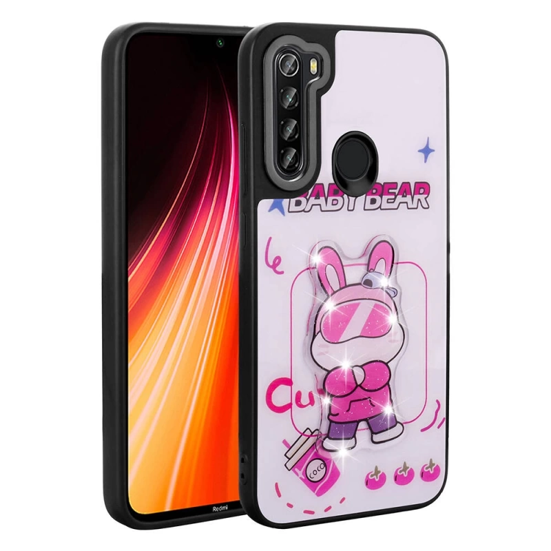 Xiaomi Redmi Note 8 Kılıf Parlayan Kabartmalı İkonik Figürlü Zore Amas Silikon Kapak