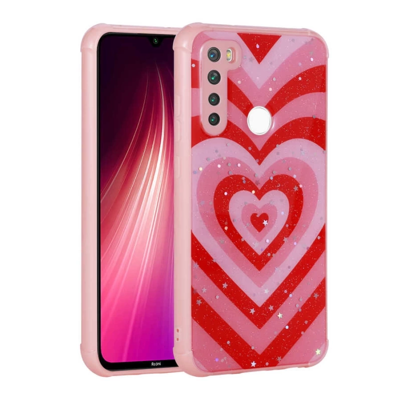 Xiaomi Redmi Note 8 Kılıf Simli Desenli Kamera Korumalı Parlak Zore Popy Kapak