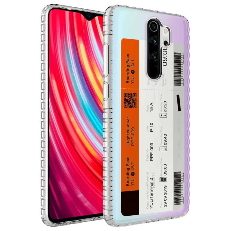 Xiaomi Redmi Note 8 Pro Kılıf Airbag Kenarlı Renkli Desenli Silikon Zore Elegans Kapak