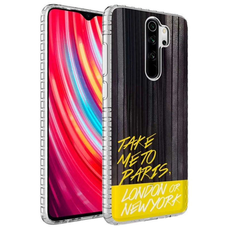 Xiaomi Redmi Note 8 Pro Kılıf Airbag Kenarlı Renkli Desenli Silikon Zore Elegans Kapak