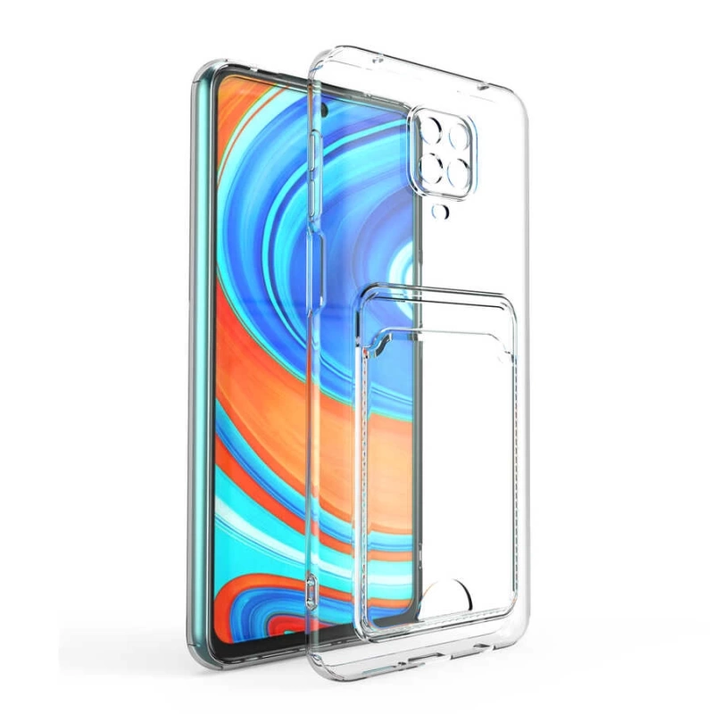 Xiaomi Redmi Note 9 Pro Kılıf Kartlıklı Şeffaf Zore Setra Clear Silikon Kapak