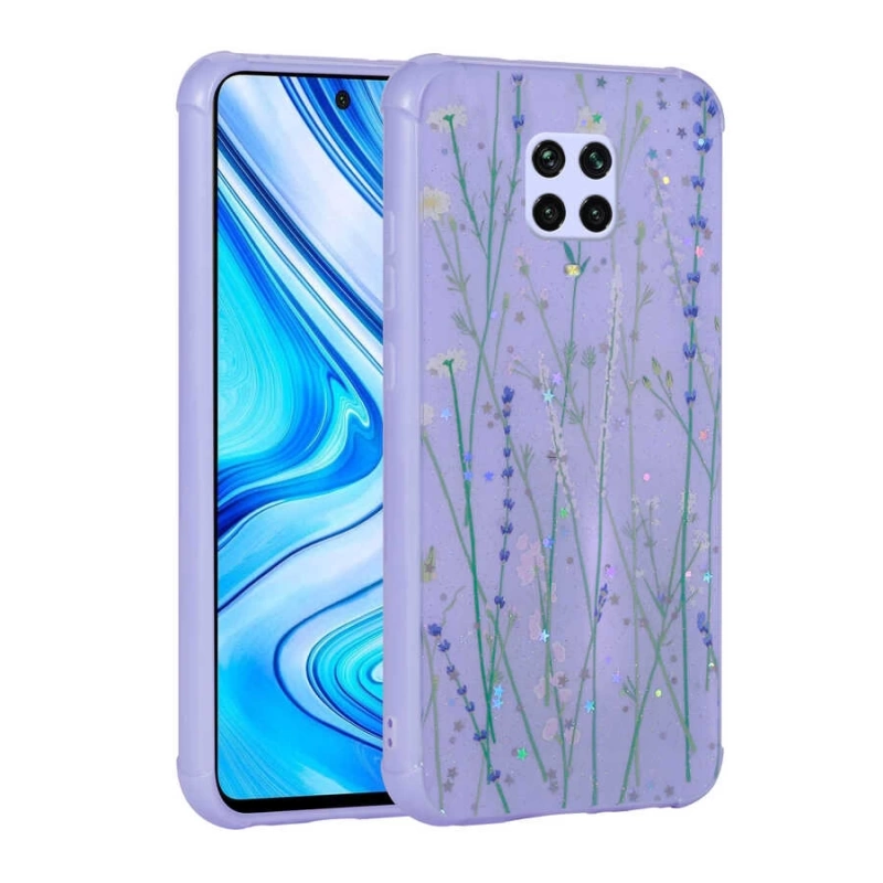 Xiaomi Redmi Note 9 Pro Kılıf Simli Desenli Kamera Korumalı Parlak Zore Popy Kapak