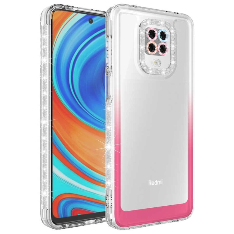 Xiaomi Redmi Note 9 Pro Kılıf Simli ve Renk Geçiş Tasarımlı Lens Korumalı Zore Park Kapak