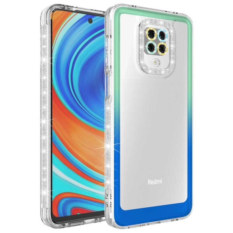 Xiaomi Redmi Note 9 Pro Kılıf Simli ve Renk Geçiş Tasarımlı Lens Korumalı Zore Park Kapak