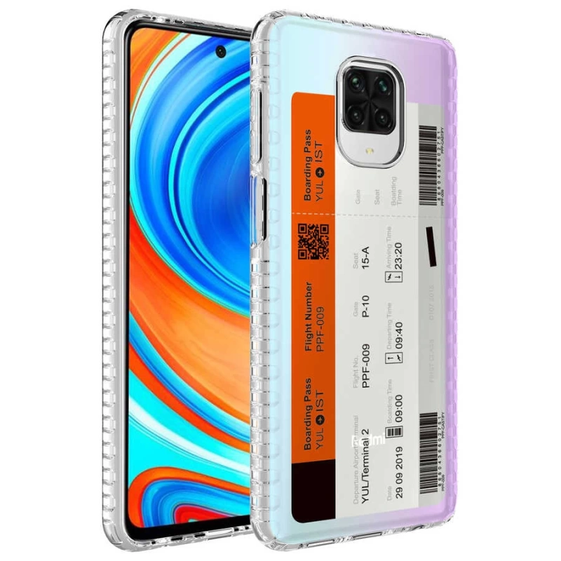 Xiaomi Redmi Note 9S Kılıf Airbag Kenarlı Renkli Desenli Silikon Zore Elegans Kapak
