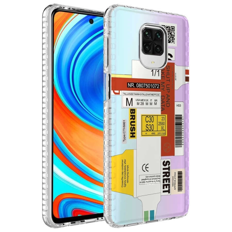 Xiaomi Redmi Note 9S Kılıf Airbag Kenarlı Renkli Desenli Silikon Zore Elegans Kapak