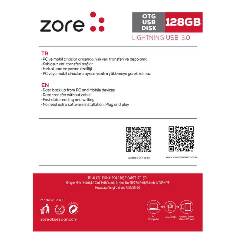 Zore 3.0 Lightning Metal OTG 128 GB