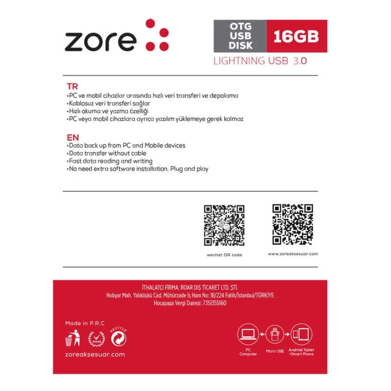 Zore 3.0 Lightning Metal OTG 16 GB