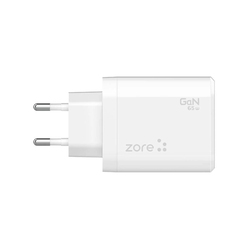 Zore Always-01 GaN Tech Type-C PD4.0 USB-A QC3.0 Hızlı Şarj Özellikli Seyahat Şarj Başlığı 65W