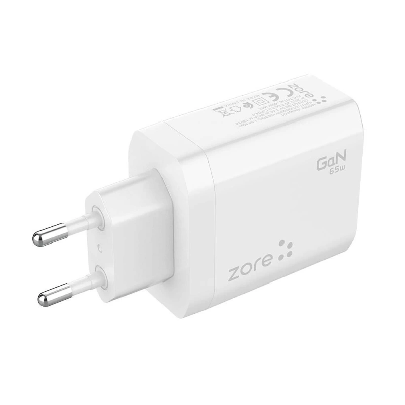 Zore Always-01 GaN Tech Type-C PD4.0 USB-A QC3.0 Hızlı Şarj Özellikli Seyahat Şarj Başlığı 65W