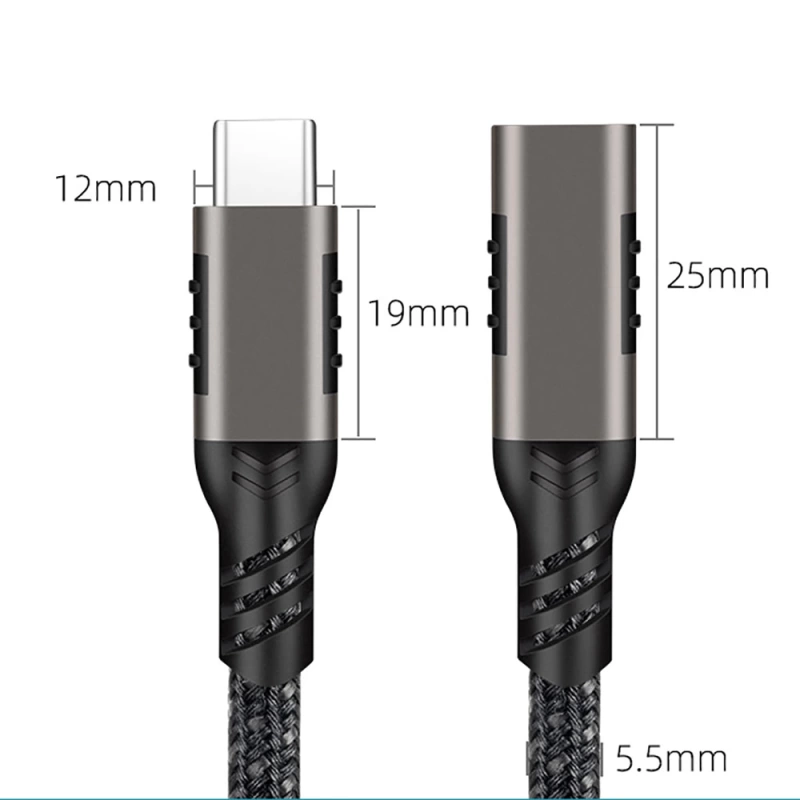 Zore Extension USB3.2 Type-C PD Uzatma Kablosu 100W 20Gbps 4K@60Hz 0.5 Metre