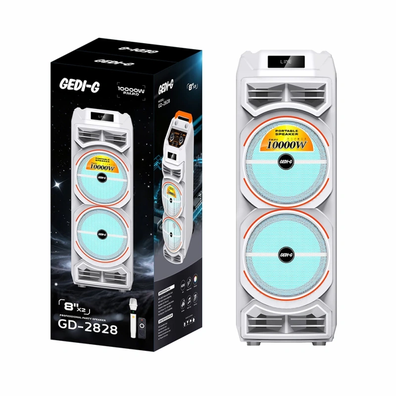 Zore GD-2828 Dijital LED Göstergeli Mikrofonlu RGB TWS Çift 8 inç Stereo Bass Kablosuz Karaoke Hoparlör