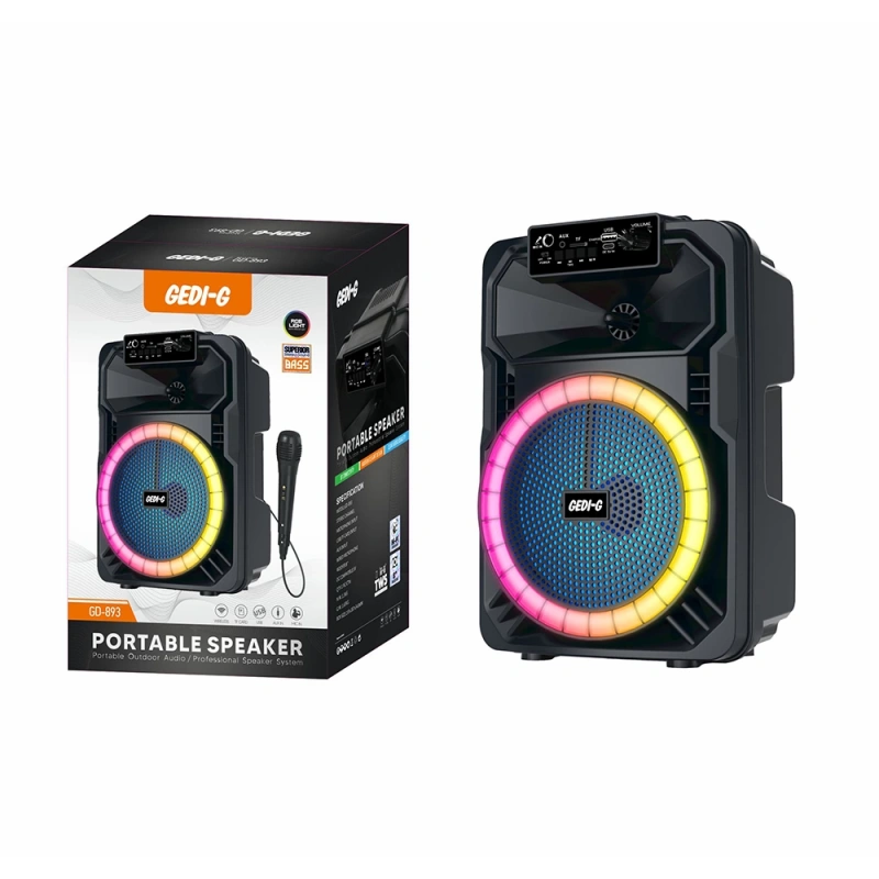 Zore GD-893 Mikrofonlu RGB TWS 8 inç Stereo Bass Kablosuz Karaoke Hoparlör