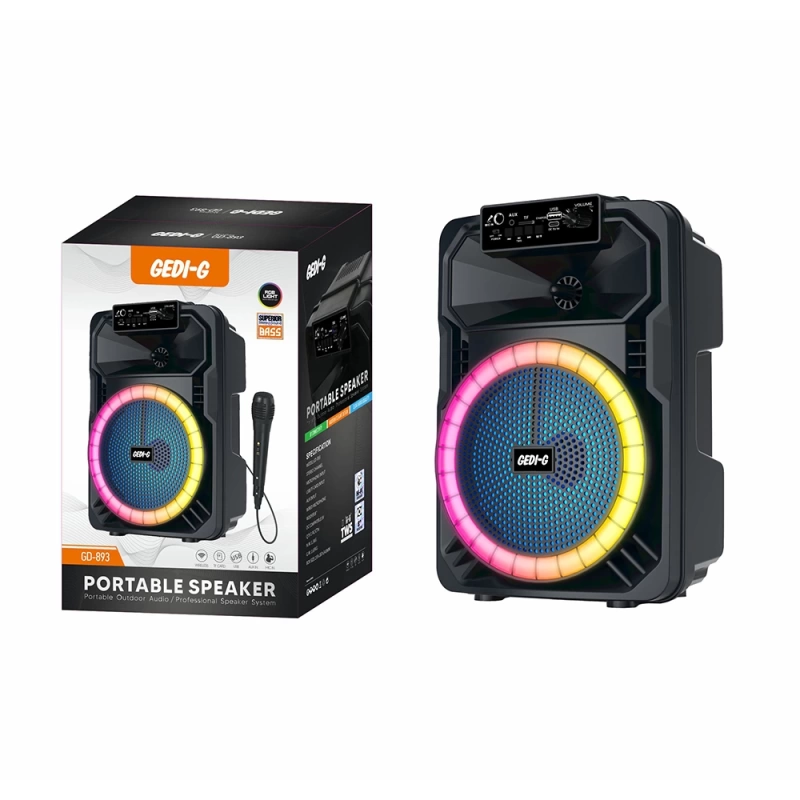 Zore GD-893 Mikrofonlu RGB TWS 8 inç Stereo Bass Kablosuz Karaoke Hoparlör