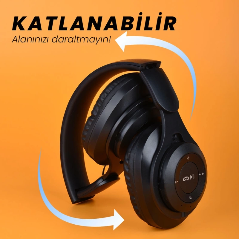 Zore M6 Plus Ayarlanabilir ve Katlanabilir Kulak Üstü Bluetooth Kulaklık