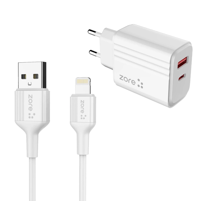 Zore Play Serisi PL05 Lightning 2in1 Seyahat Şarj Aleti 20W