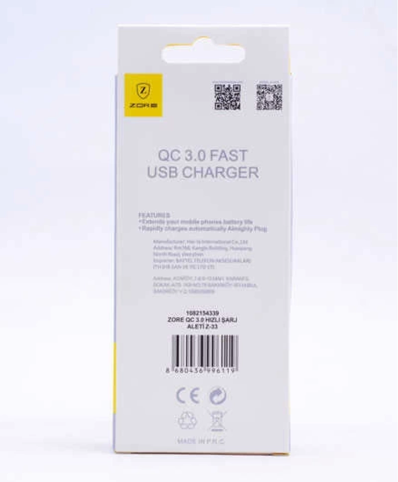 Zore QC 3.0 Fast Usb Charger Z-33