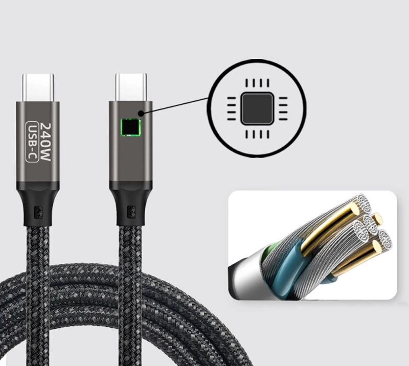 Zore QG02 Type-C to Type-C PD3.1 Data Kablosu 240W 480Mbps 0.5 Metre