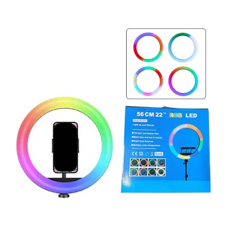 Zore RGB Light 56cm Işıklı Telefon Tutucu Ring Light