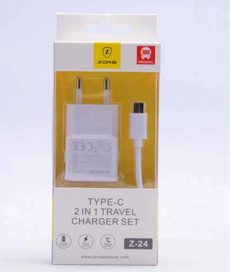 Zore Type-C 2 in 1 Ev Şarj Seti Z-24
