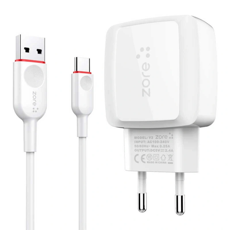 Zore Vest Serisi V2 Type-C 2 in 1 Şarj Seti