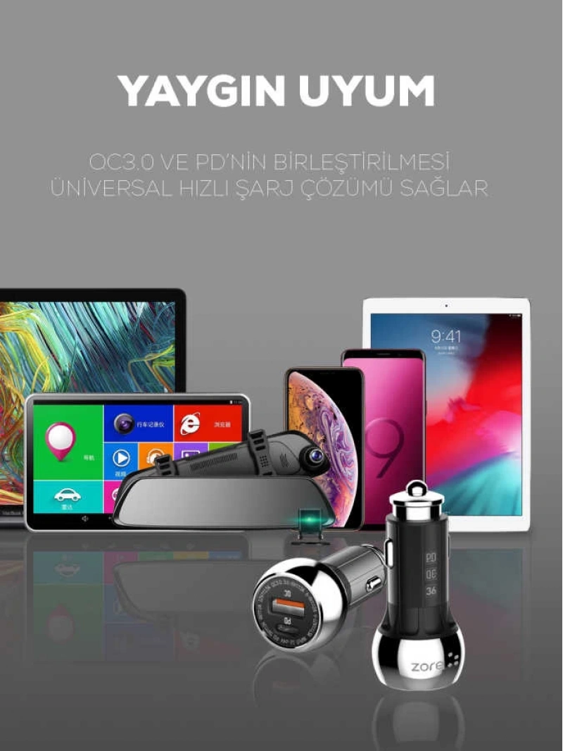 Zore ZR-C1 Lightning 2 in 1 Araç Şarj Seti