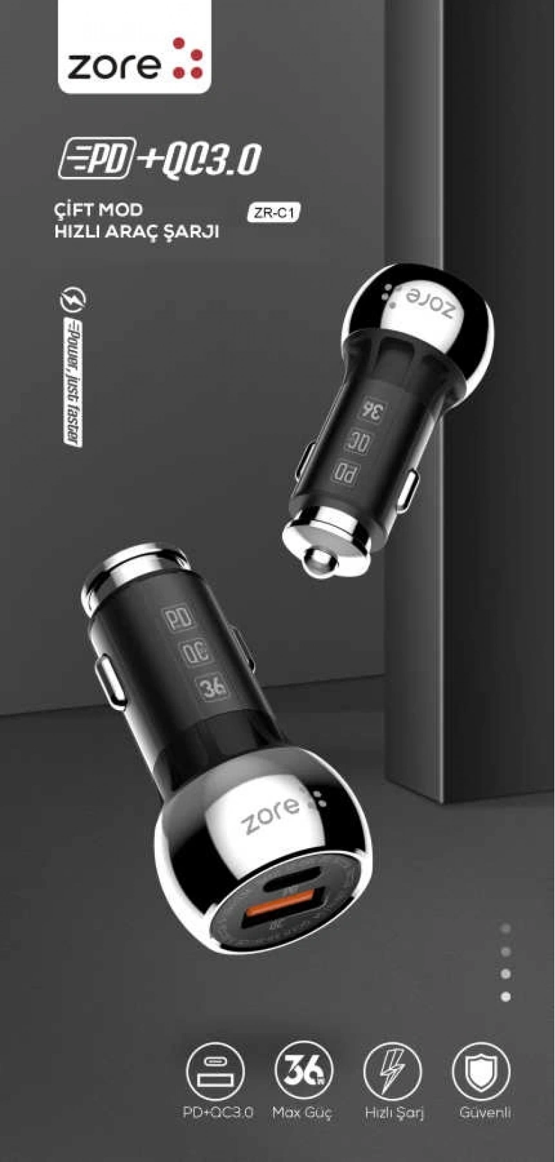 Zore ZR-C1 Micro 2 in 1 Araç Şarj Seti