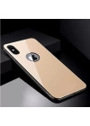 Apple iPhone X Kılıf Zore Düz Renkli Ebruli Cam Kapak