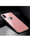 Apple iPhone X Kılıf Zore Düz Renkli Ebruli Cam Kapak