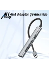 ALLY 4in1 Type-C+3.5mm+USB Girişli Çoğaltıcı Adaptör Çevirici Hub