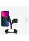 Ally 5in1 iPhone 15-14-13-12 Apple Watch Tutucu Kablosuz Şarj İstasyonu Hızlı Şarj Standı LED Işıklı