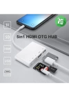 Ally 5in1 Lightning HDMI Dijital Av Adaptör+ Otg USB Hub Kamera TF SD Okuyucu