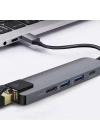 ALLY 5İN1  USB 3.1 Type C To HDMI 2xusb 3.0 RJ45 Ethernet Dönüştürücü Adaptör