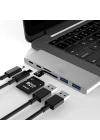 Ally 6 İn1 Usb-C Hub Daul  USB 3.0 Type-C Şarj Kart Reader Çoğaltıcı Hub