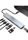 Ally 8 Port Usb 8in1 3.0 Type-C Hdmi 3XUSB+2 PD) RJ45 Hub Adaptör Çoklayıcı TF SD Kart