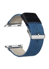 Ally Apple Watch 7-8 45mm 6-5-4 44mm Kayış Kordon Canvas Dokuma Blue Jean 3-2-1 42mm