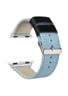 Ally Apple Watch 7-8 45mm 6-5-4 44mm Kayış Kordon Canvas Dokuma Blue Jean 3-2-1 42mm