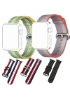 Ally Apple Watch 7-8 45mm 6-5-4 44mm Kayış Kordon Çizgili Nylon Premium 3-2-1 42mm