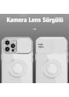 Ally iPhone 12 Pro Max Kılıf Sürgülü Kamera Lens Korumalı Yüzük Standlı Silikon Kılıf