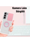 Ally SM Galaxy S22 Plus Kılıf Sürgülü Kamera Lens Korumalı Yüzük Standlı Silikon Kılıf