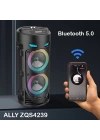 ALLY ZQS4239 Mikrofonlu Taşınabilir Dev Speaker Led Işıklı Bluetooth Hoparlör - 4inc×2-8W×2 1800mAh