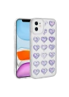 Apple iPhone 11 Kılıf Kamera Korumalı Renkli Kalp Desenli Transparan Zore Kalp Kapak