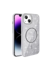Apple iPhone 11 Kılıf M-safe Şarj Özellikli Parlayan Simli Zore Okso Kapak