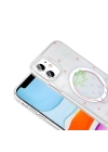 Apple iPhone 11 Kılıf M-Safe Şarj Özellikli Şeffaf Zore Folk Sert Kapak