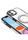 Apple iPhone 11 Kılıf Pırlanta Taş Tasarımlı M-safe Şarj Özellikli Zore Karetta Silikon Kapak