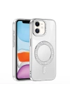 Apple iPhone 11 Kılıf Pırlanta Taş Tasarımlı M-safe Şarj Özellikli Zore Karetta Silikon Kapak