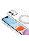 Apple iPhone 11 Kılıf Pırlanta Taş Tasarımlı M-safe Şarj Özellikli Zore Karetta Silikon Kapak