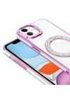 Apple iPhone 11 Kılıf Pırlanta Taş Tasarımlı M-safe Şarj Özellikli Zore Karetta Silikon Kapak