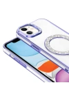 Apple iPhone 11 Kılıf Pırlanta Taş Tasarımlı M-safe Şarj Özellikli Zore Karetta Silikon Kapak